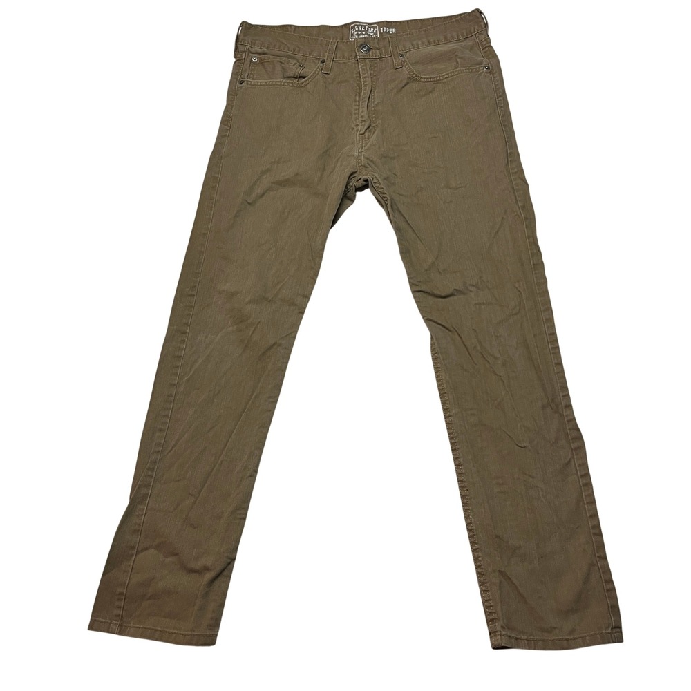 Signature by Levi Strauss Mens 34x32 Brown Taper Fit Cotton Twill‎ Chino Pants